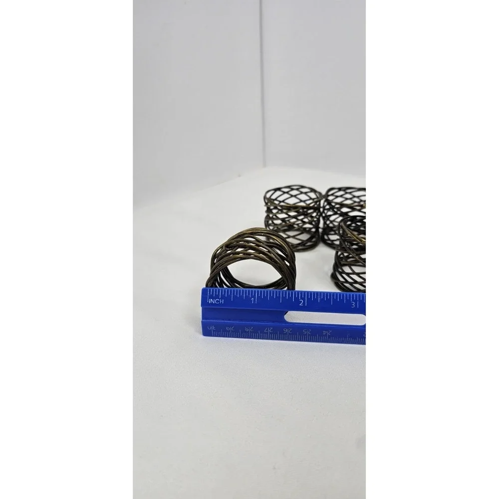 Set of 6‎ Brass Twisted Wire Mesh Napkin Rings / Holders Bird Nest